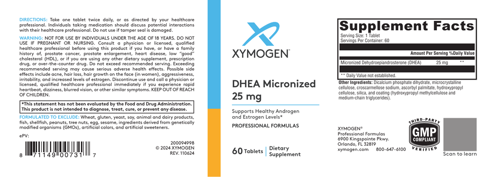 Product image for DHEA Micronized 25mg.