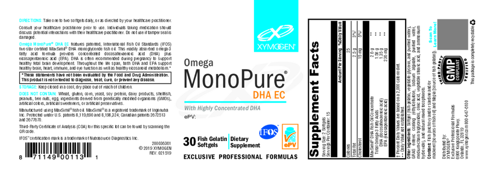 Product image for Omega MonoPure DHA EC.