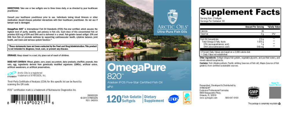 Product image for OmegaPure 820 (Fish Oil).