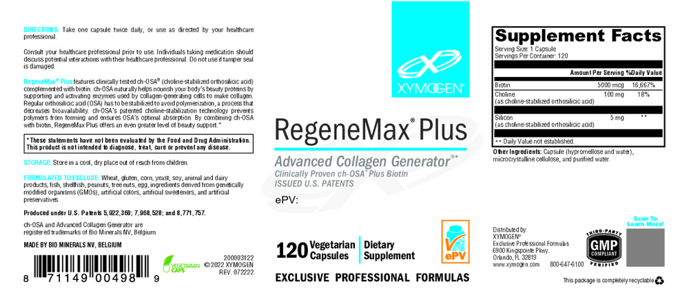 Product image for RegeneMax Plus (Biotin and Choline).