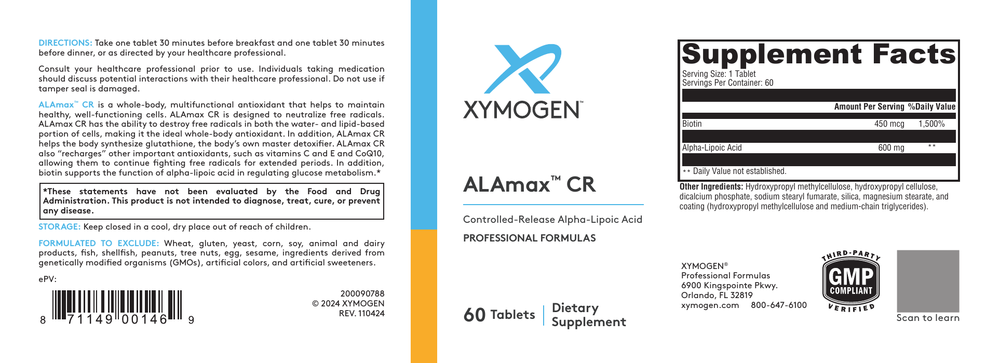 Product image for ALAmax CR Alpha Lipoic Acid.
