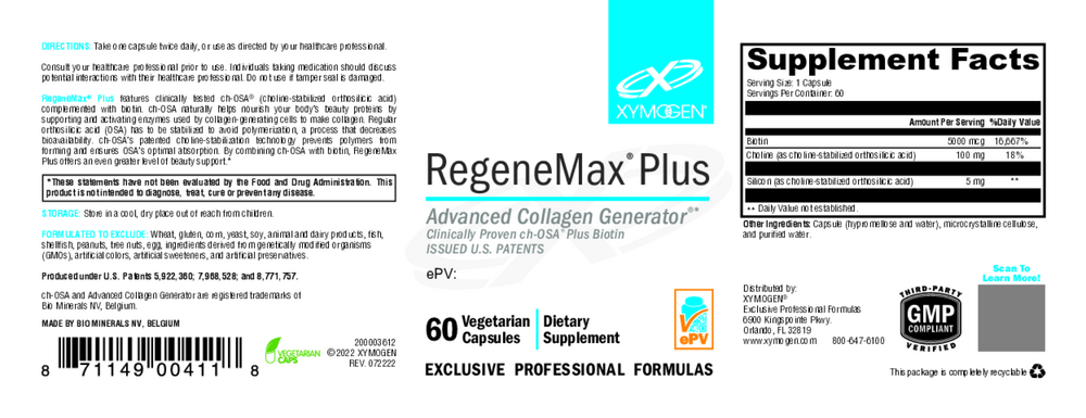 Product image for RegeneMax Plus Biotin and Choline.