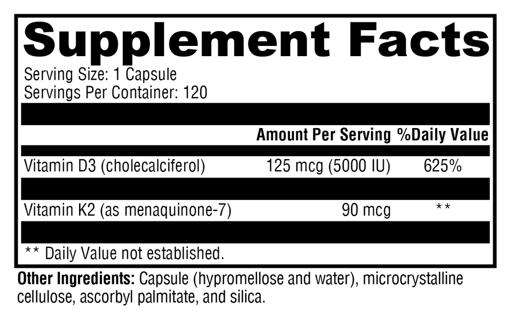Product image for K2-D3 5000 Vitamin D3.