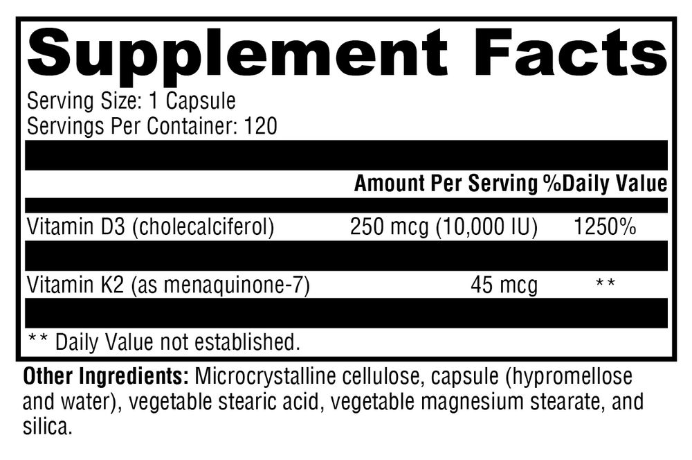 Product image for K2-D3 10,000 (Vitamin D3).