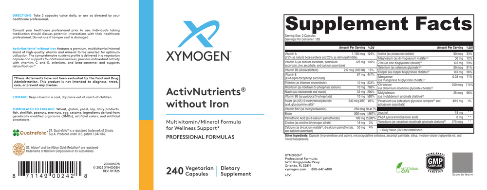 Product image for ActivNutrients Without Iron (Multivitamin).