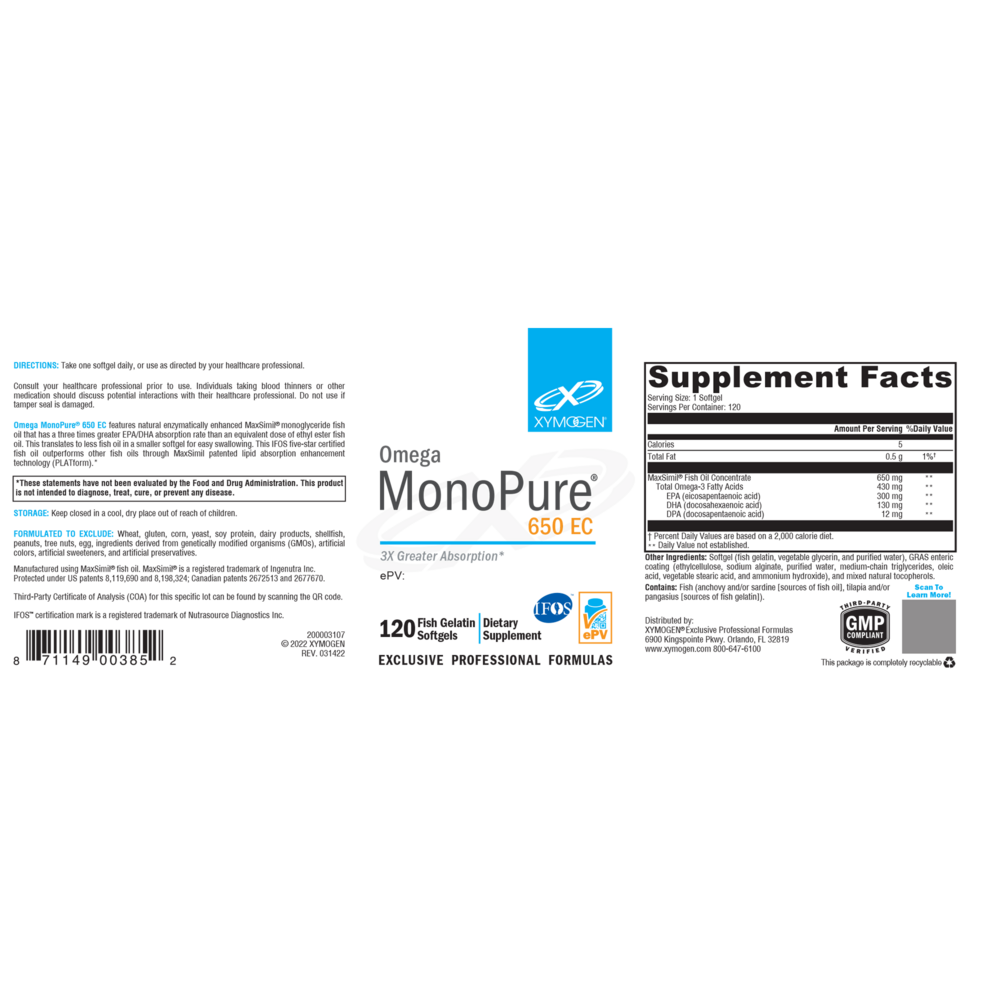 Product image for Omega MonoPure 650 EC (Fish Oil).
