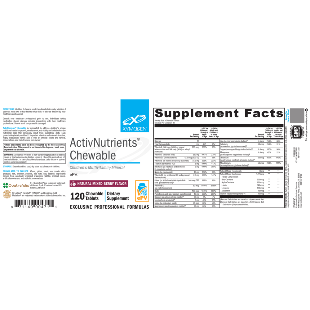 Product image for ActivNutrients Chewable Mixed Berry (Multivitamin).