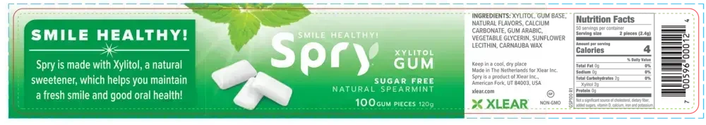 Product image for Natural Spearmint Xylitol Gum.