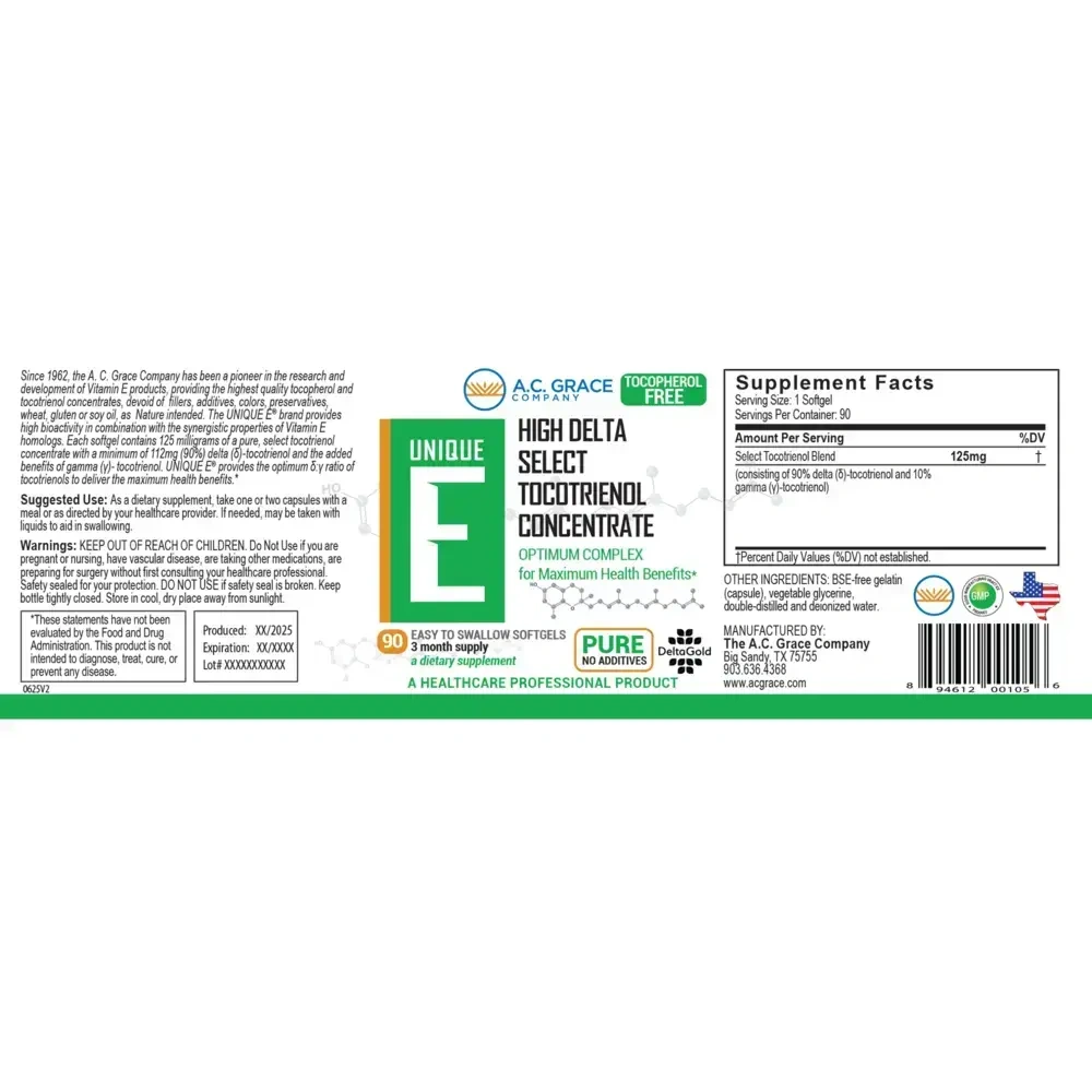 Product image for Unique E High Delta Select Tocotrienol Concentrate.