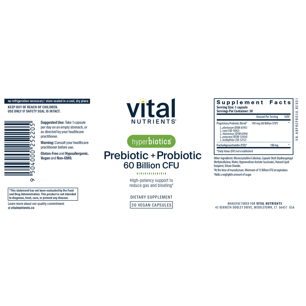 Product image for Hyperbiotics Prebiotic + Probiotic 60 Billion CFU.