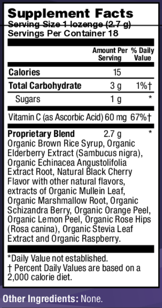 Product image for Organic Elderberry C - Berry Lozenges.