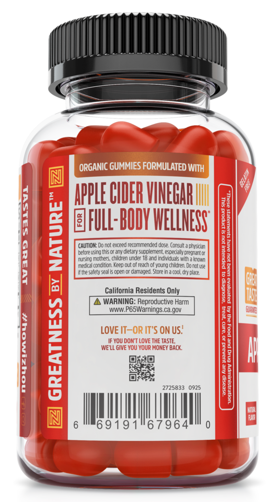 Product image for Apple Cider Vinegar Organic Gummies, 500 mg.